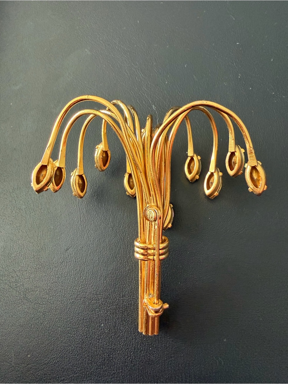 Gold-Tone Multicolour Rhinestone Brooch - Picture 3 of 5